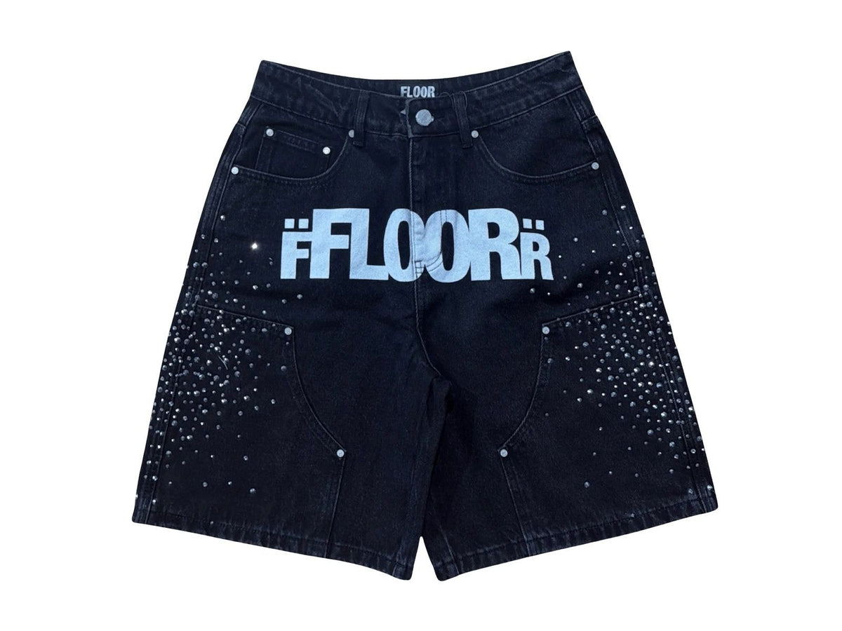 Floor914 Rhinestone Jorts Black