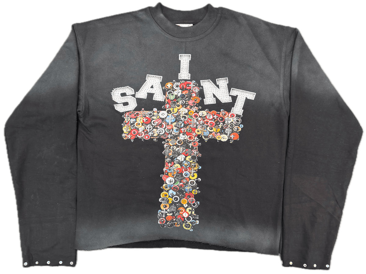 Forever A Saint Pinned Long Sleeve Box Tee Black
