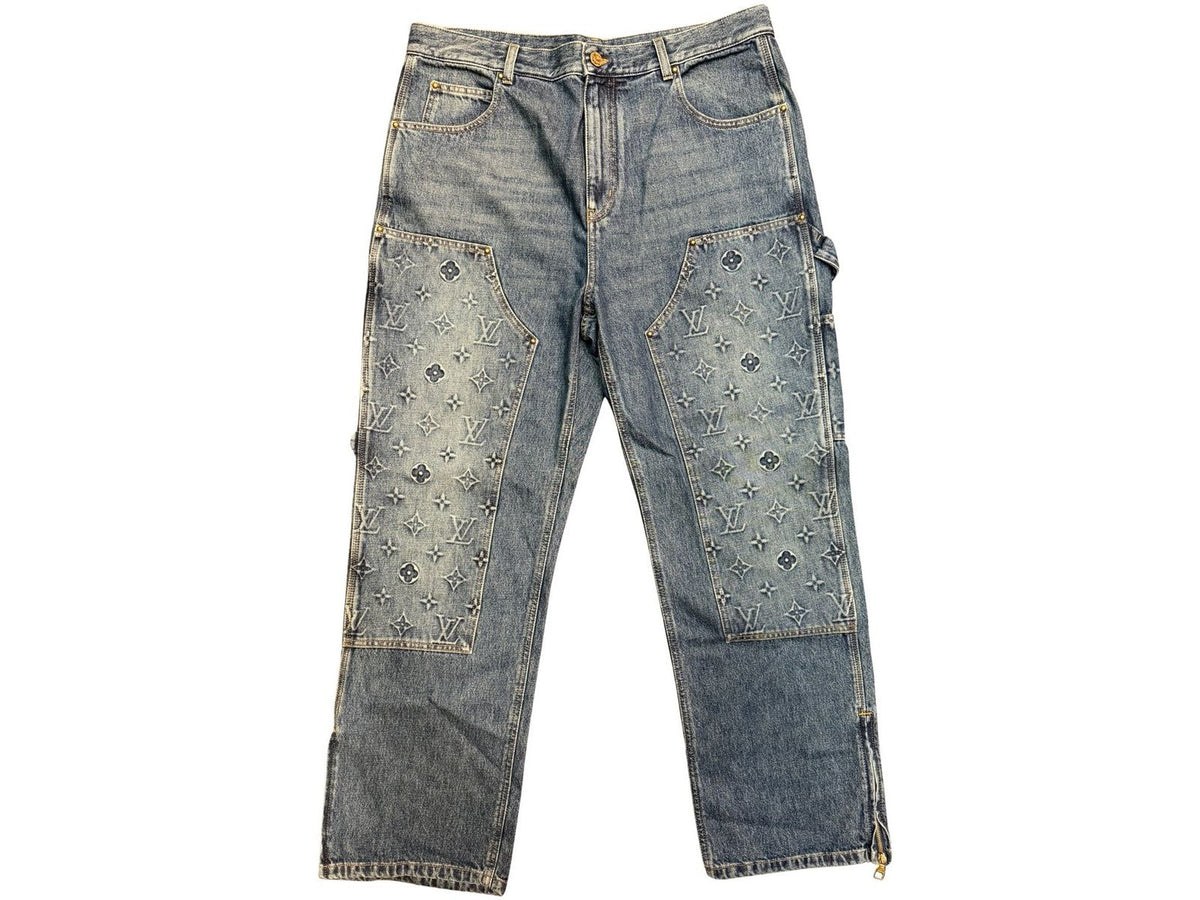 Louis Vuitton Monogram Workwear Denim Carpenter Pants Blue