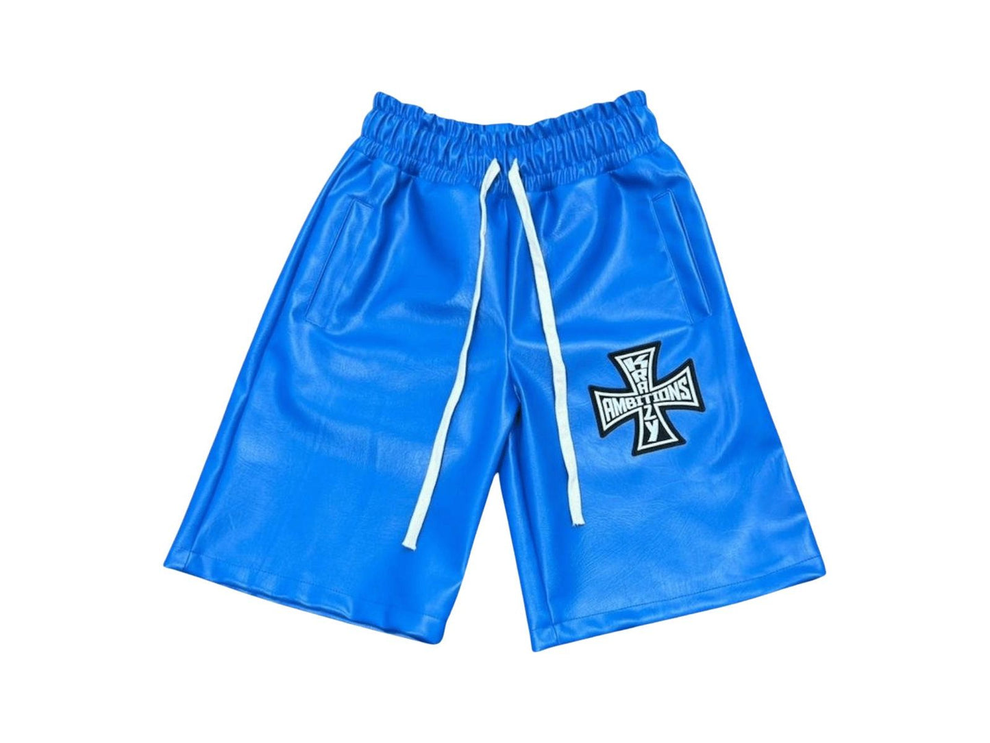 Krazy Ambitions Blue Leather Shorts