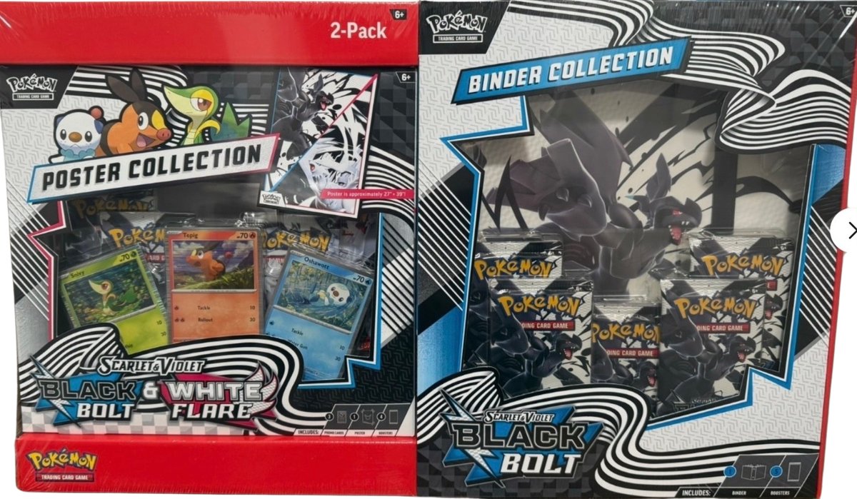Pokémon Black Bolt & White Flare Poster Collection and Black Bolt Binder Collection Bundle (Sam's Club Exclusive)