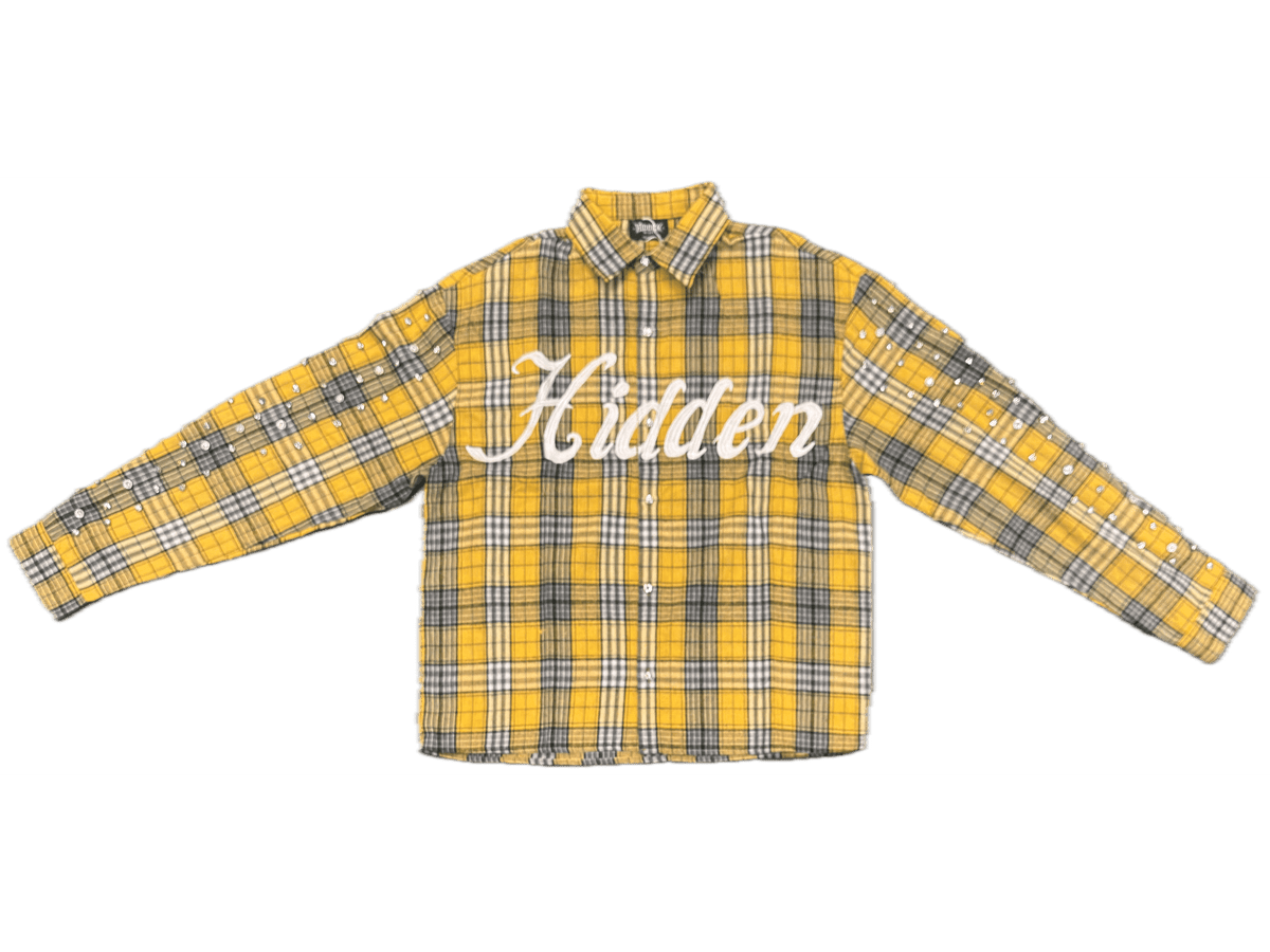 Hidden Beliefs Rhinestone Flannel Yellow