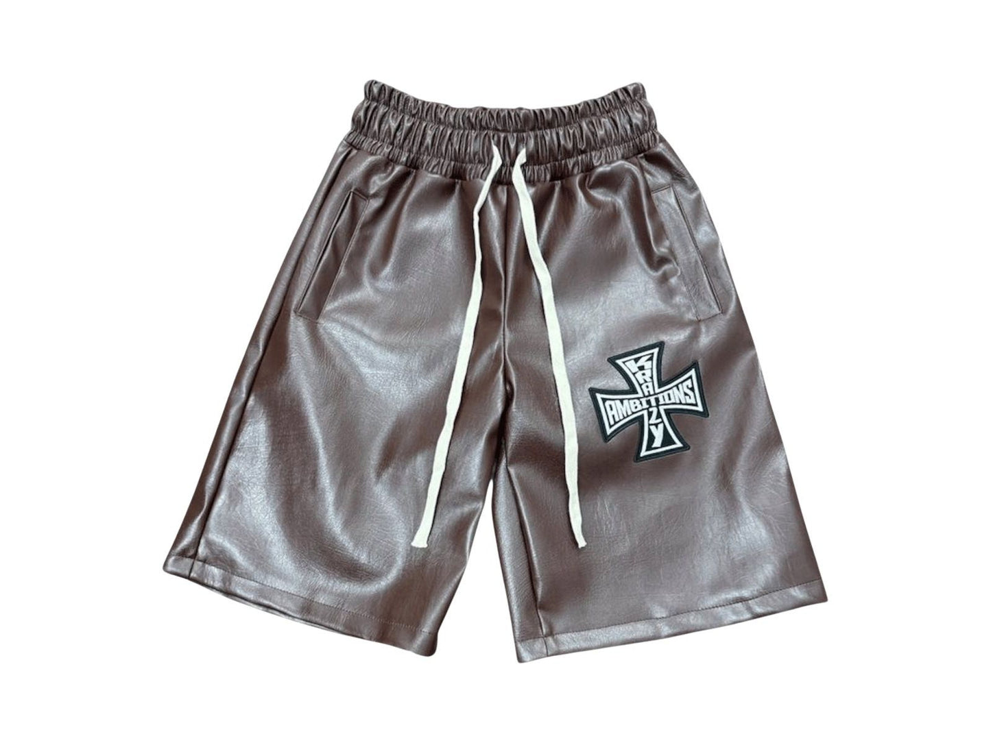 Krazy Ambitions Brown Leather Shorts