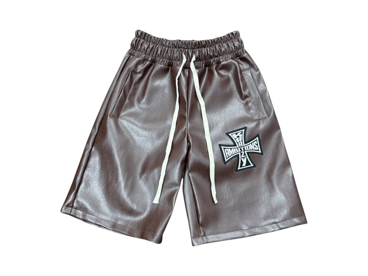 Krazy Ambitions Brown Leather Shorts