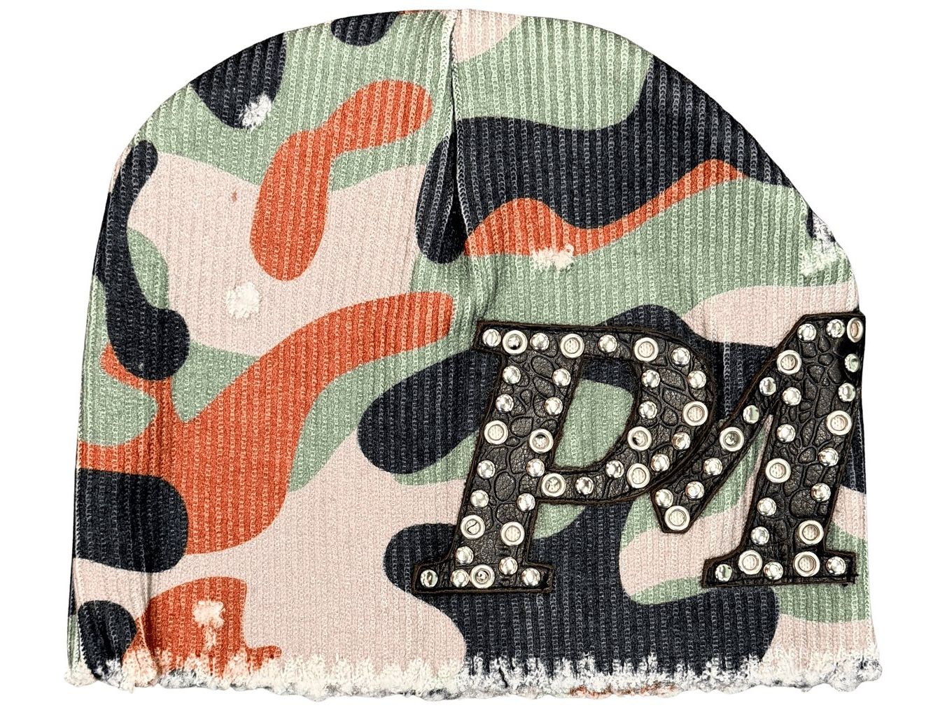 Profit Minded Camo Leather Head Beanie