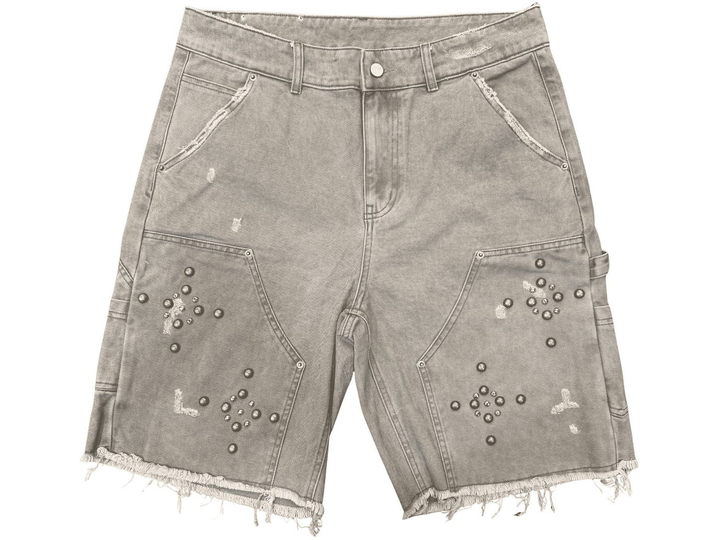 Lost Gallery Uniquely Studded Washed Olive Carpenter Jorts