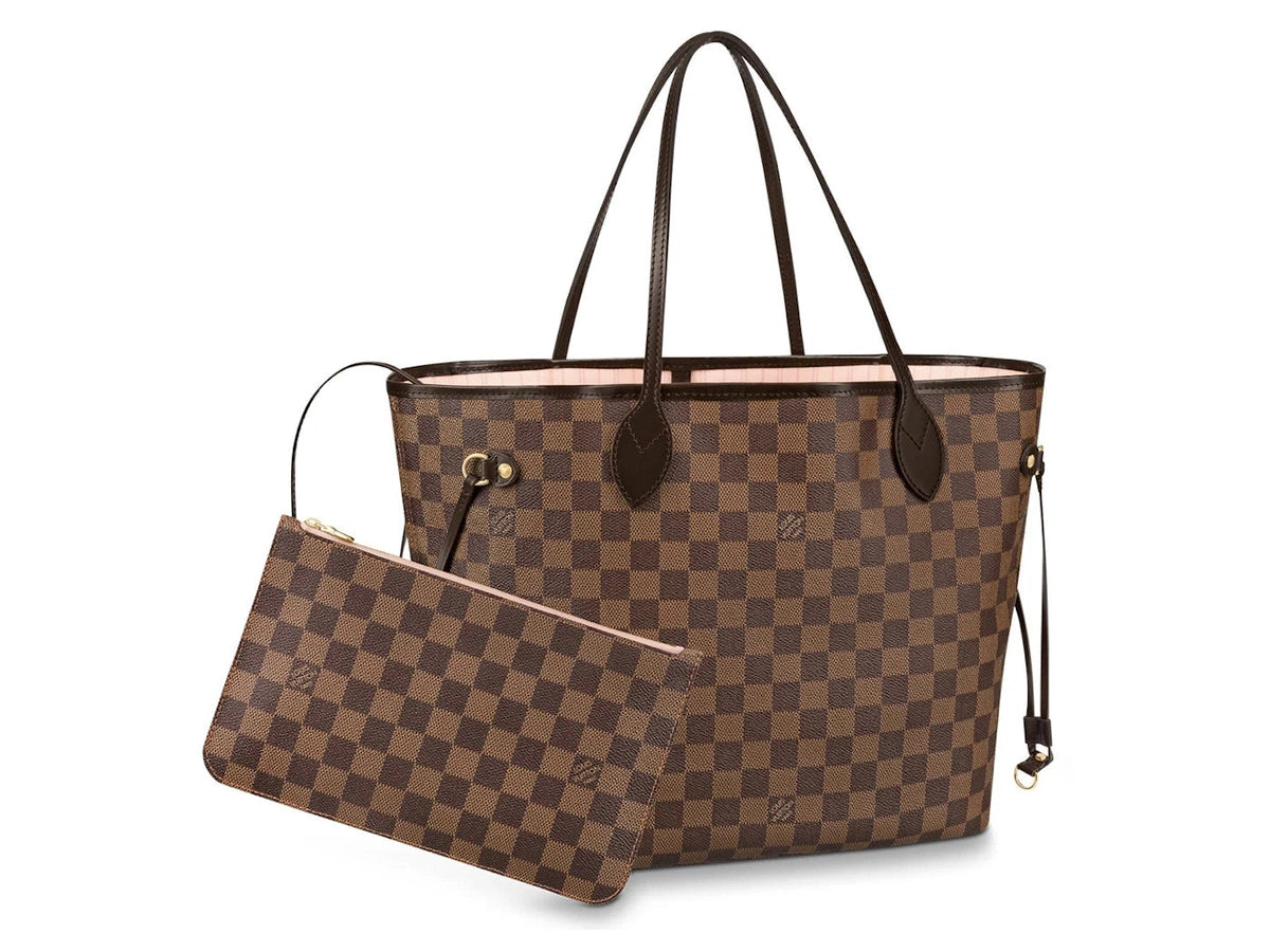 Louis Vuitton Neverfull Damier Ebene MM Rose Ballerina Lining