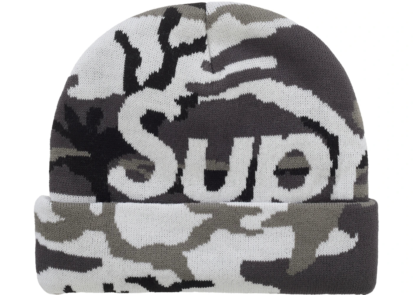 Sup New York Camo Big Logo Beanie Snow Camo