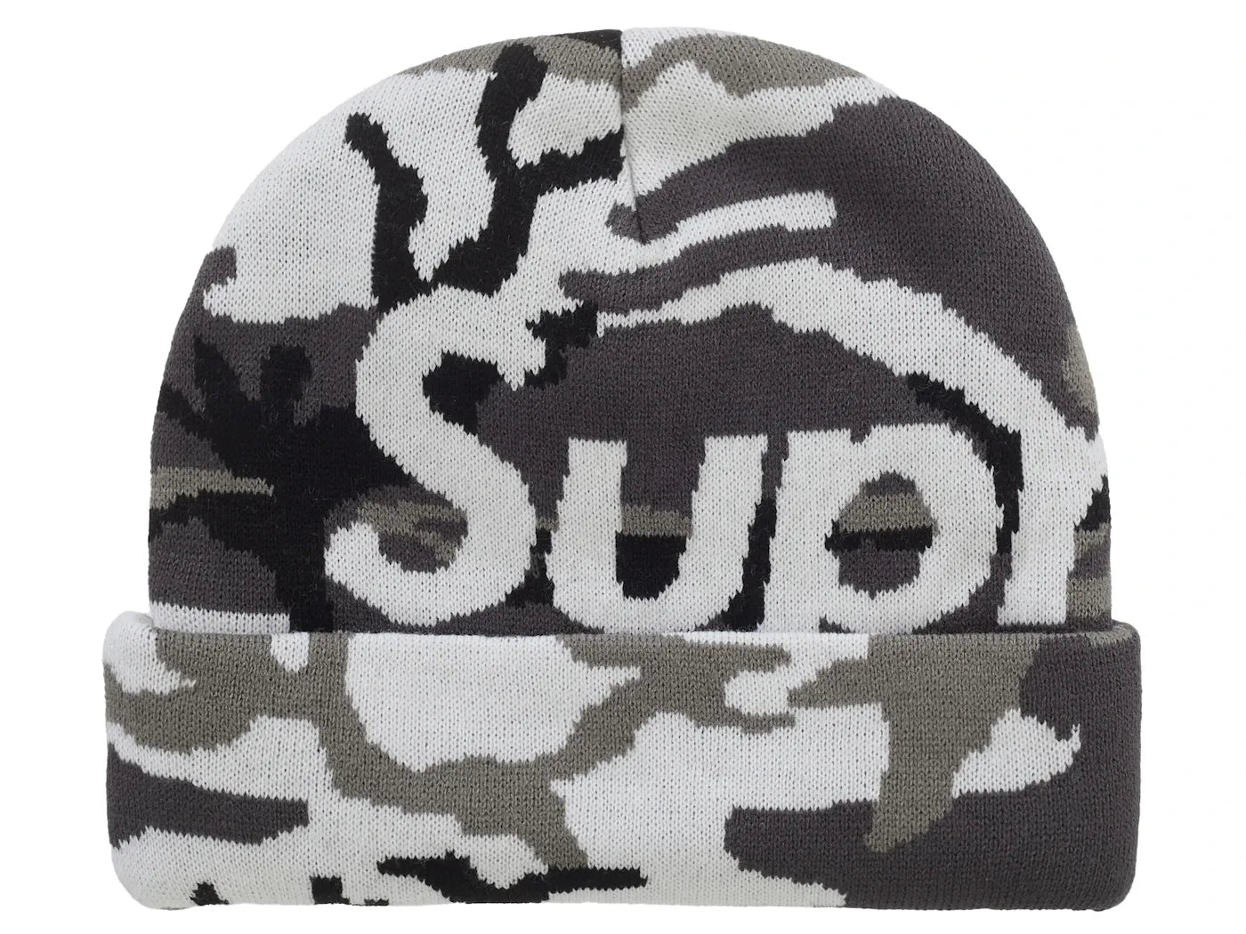 Sup New York Camo Big Logo Beanie Snow Camo
