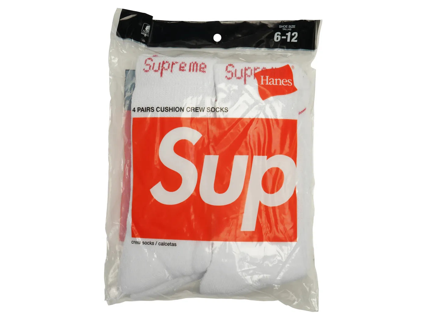 Supreme Hanes Crew Socks (4 Pack) White