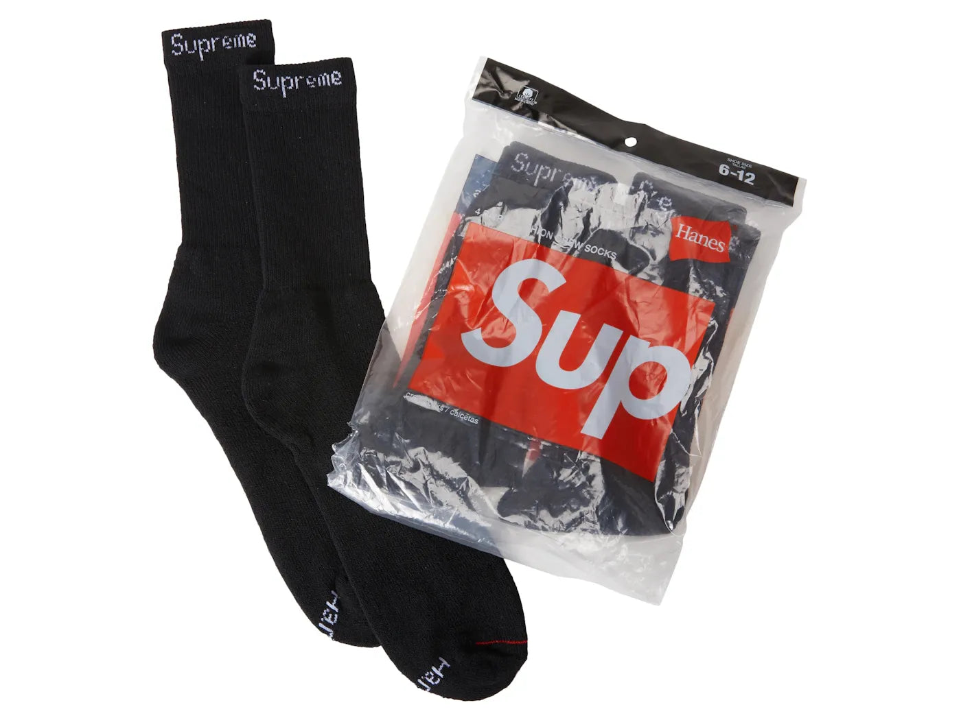 Sup New York Hanes Socks (4 Pack) Black