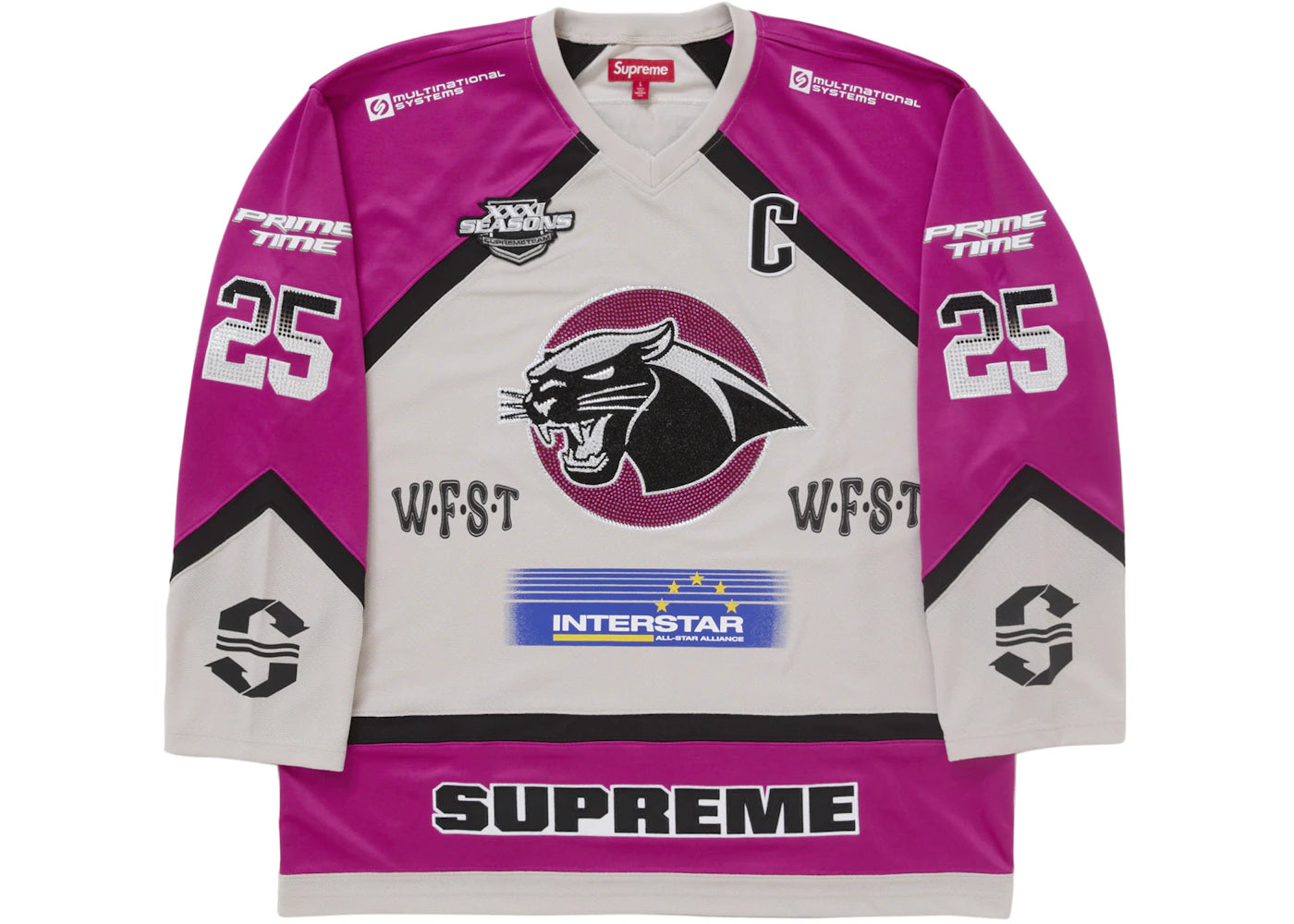 Supreme Rhinestone Hockey Jersey Light Grey