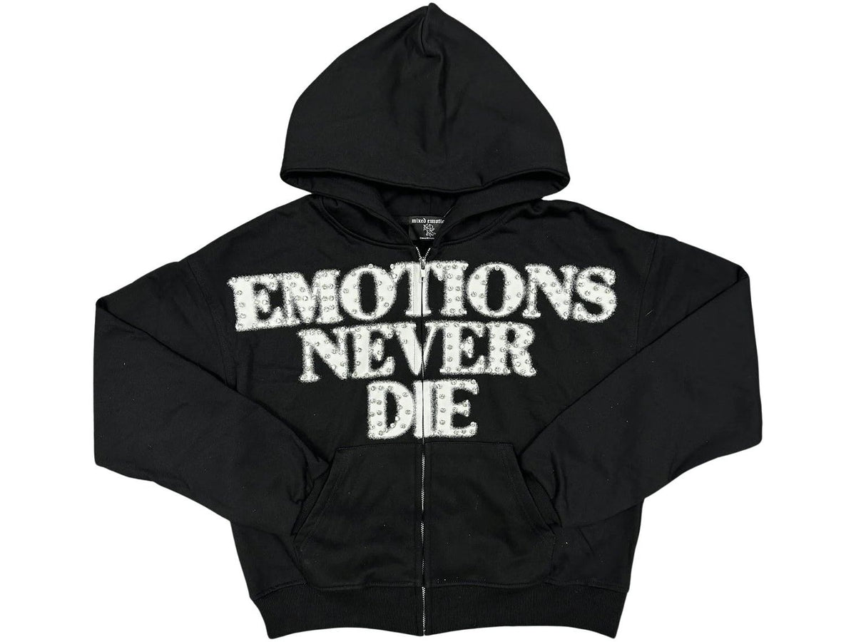 Mixed Emotions Black End Rhinestone Hoodie