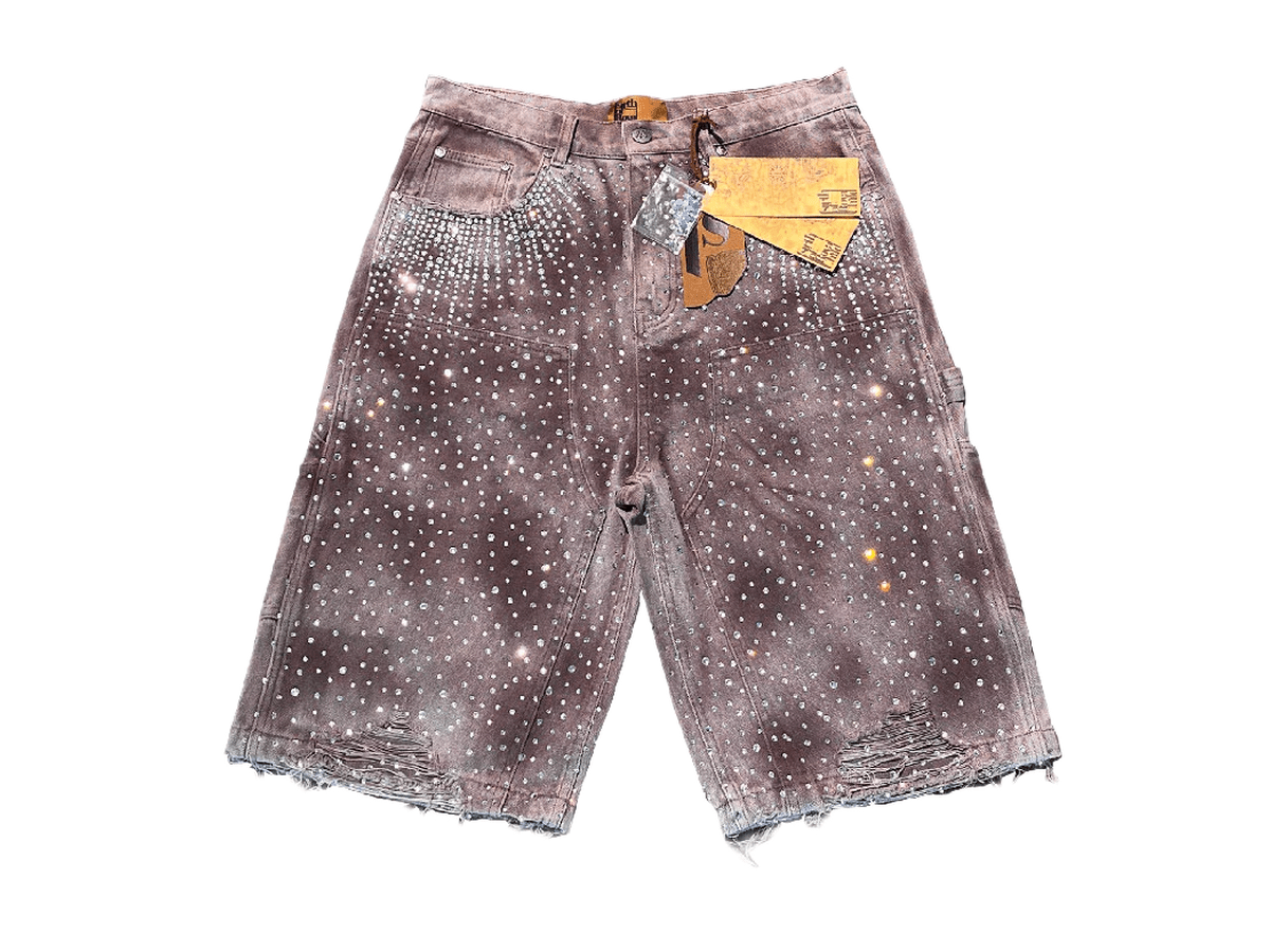 Birth Of A Royal Child Redial 20k Diamond Jorts in Washed Brown