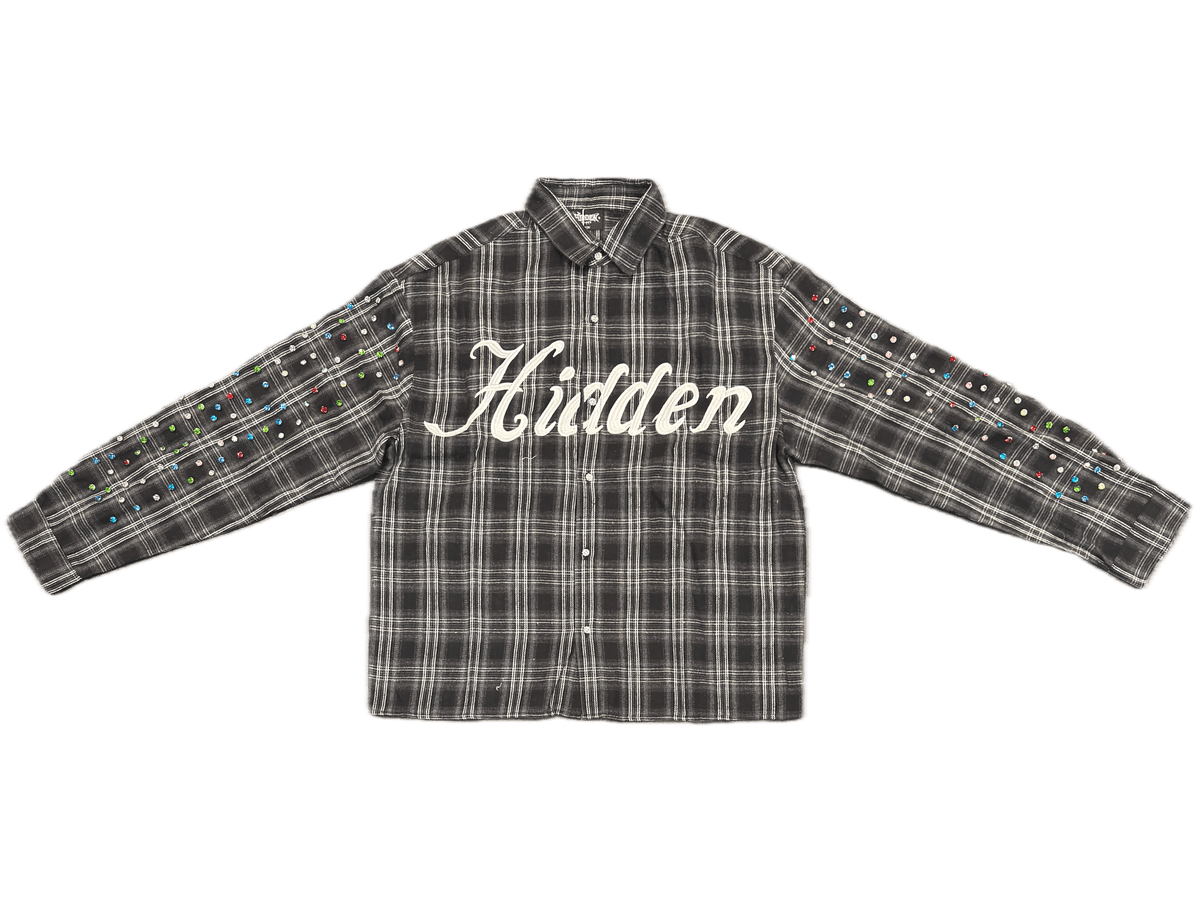 Hidden Beliefs Rhinestone Flannel Black