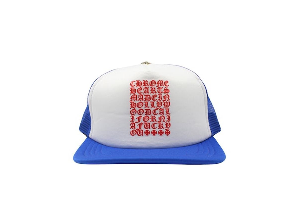 Chrome Hearts Eyechart Trucker Hat Blue/White/Red