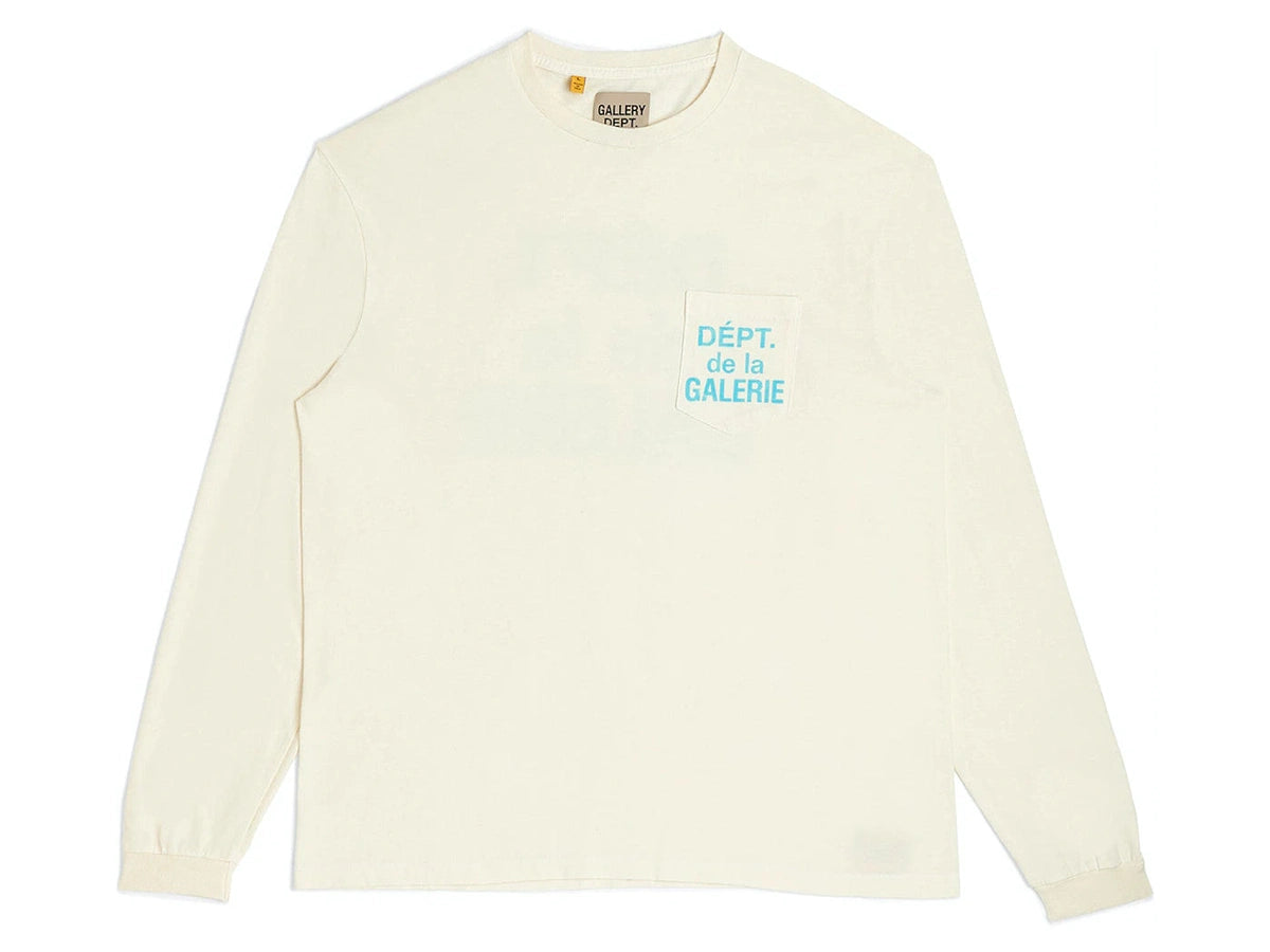 GALLERY DEPT. De La GALERIE L/S Pocket T-Shirt Cream/Light Blue