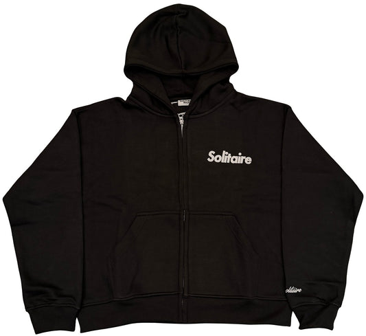 Solitaire Zip Up Black White