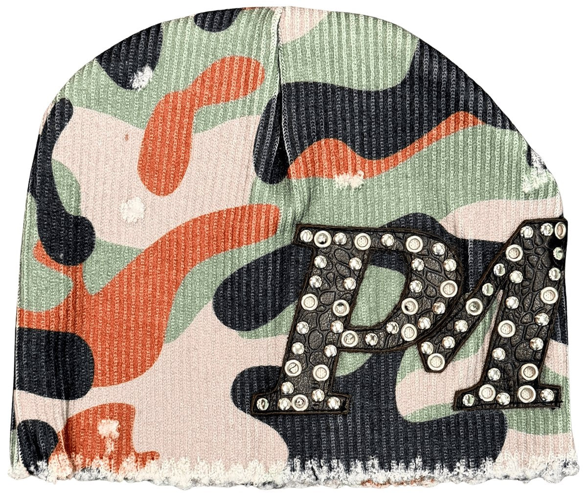 Profit Minded Camo Leather Head Beanie