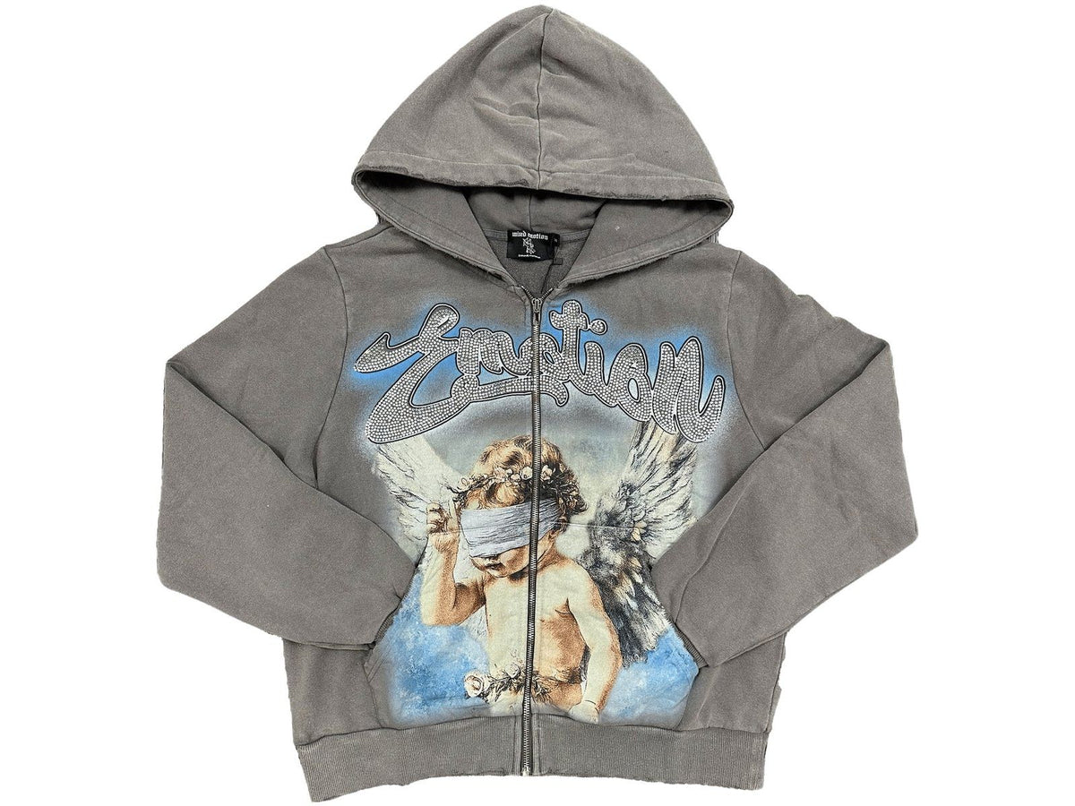 Mixed Emotions Grey Rhinestone Hoodie