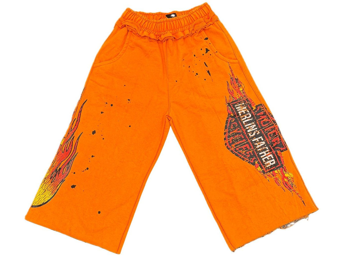 Merlins Father Moto On Fire Sweatshorts Orange Wash
