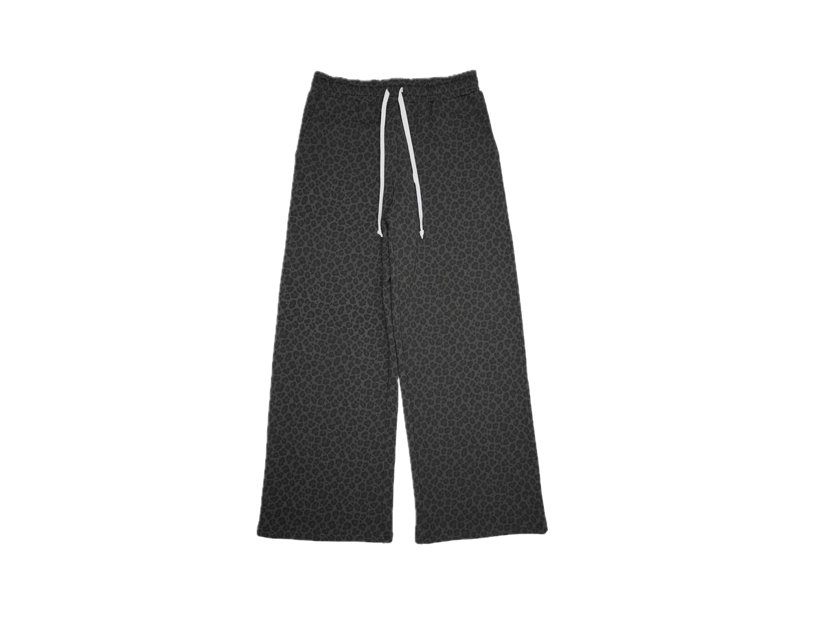 AZVA LEOPARD ART SWEAT PANTS BLACK