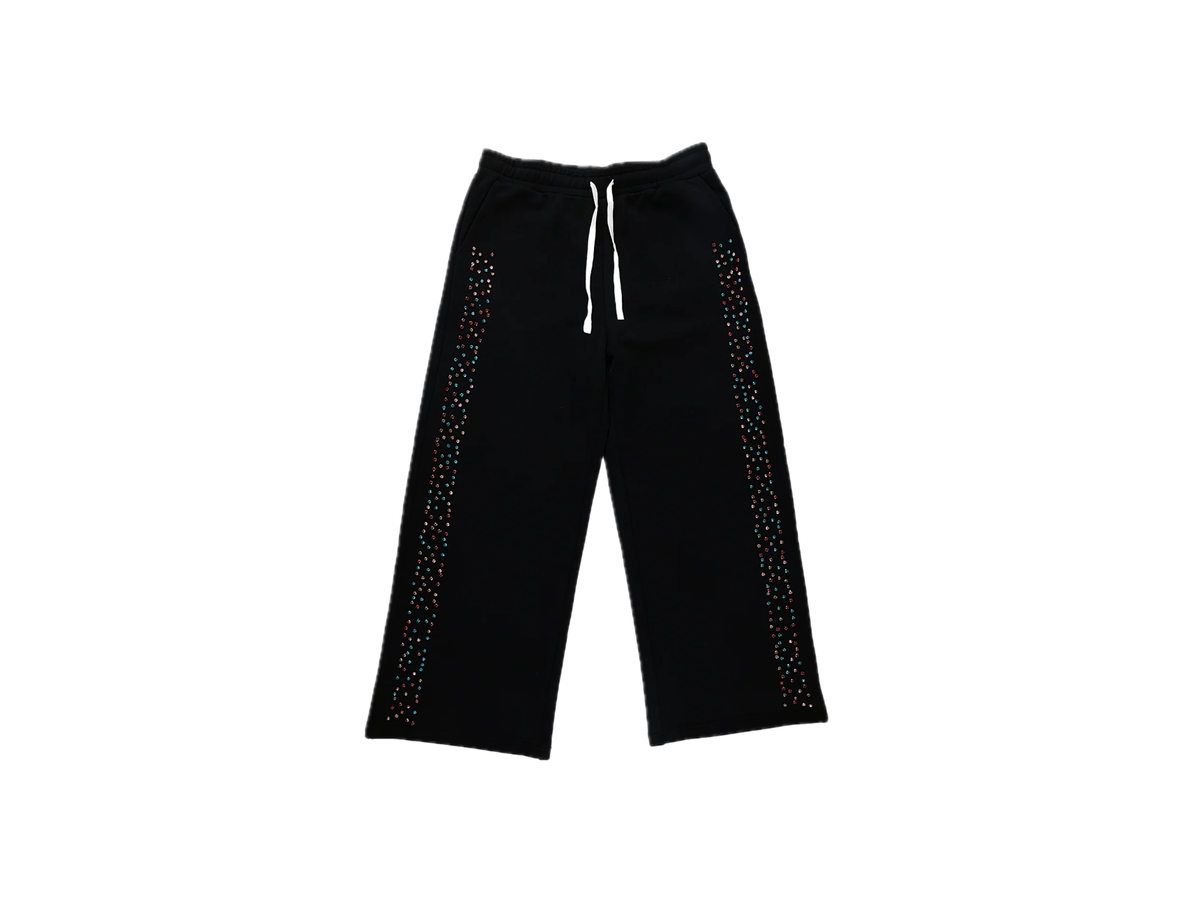 AZVA CRYSTAL CACTUS SWEATPANTS BLACK
