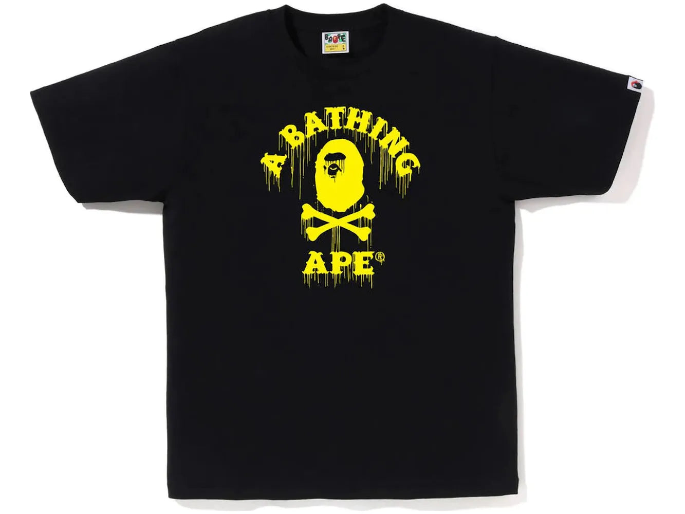 BAPE Drip Ape Crossbone College Tee Black Yellow