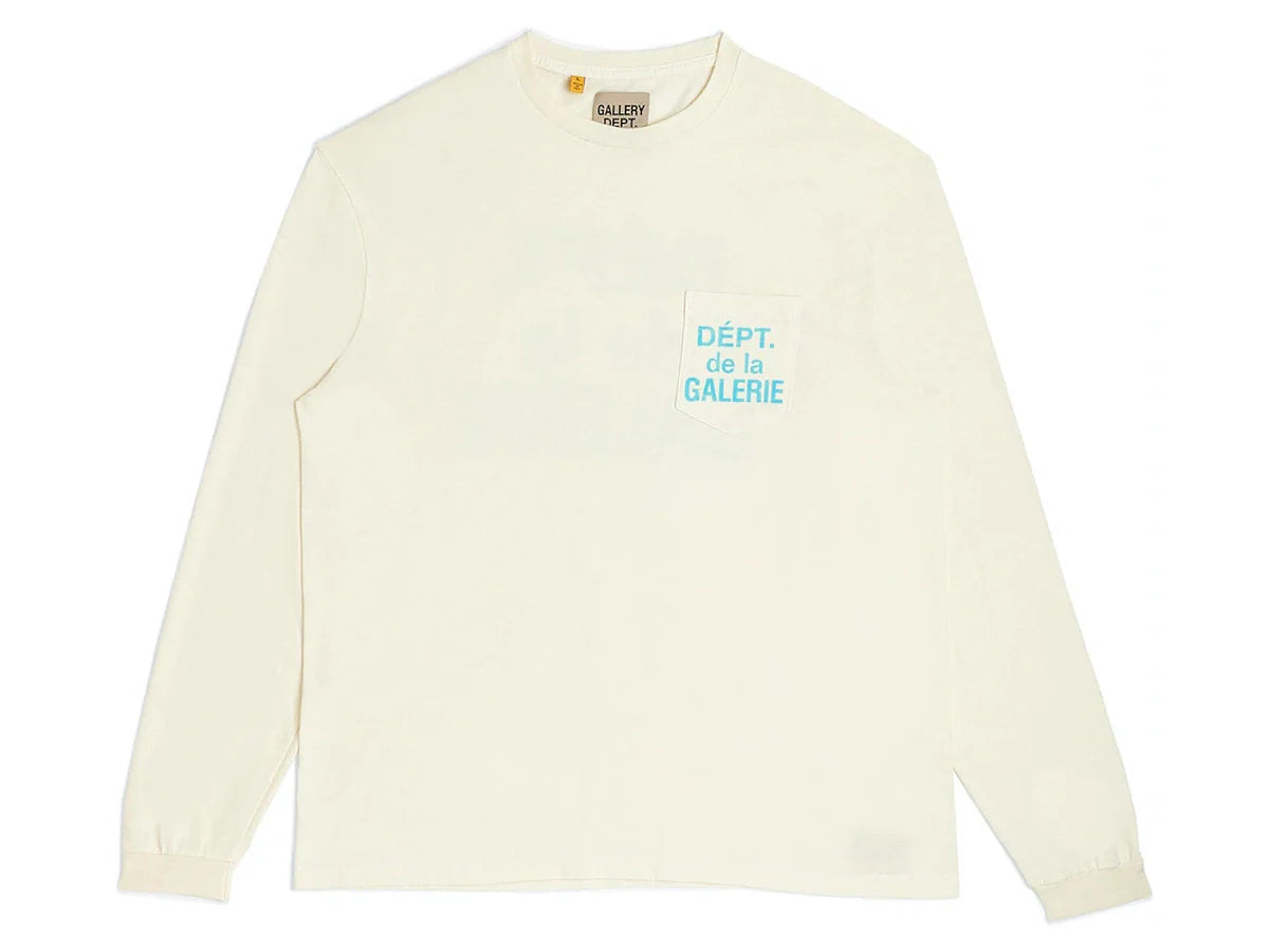 Gallery Dept. De La Galerie LS Pocket T-Shirt Cream/Light Blue