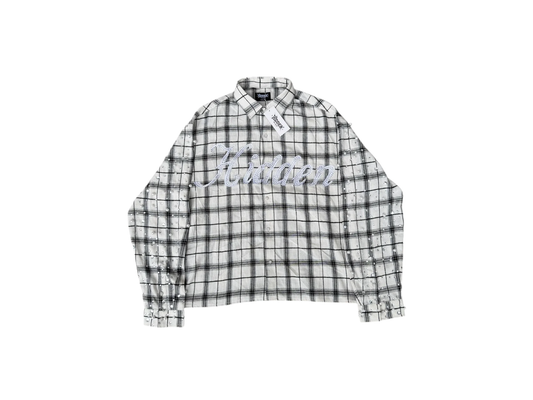 Hidden Beliefs Rhinestone Flannel White