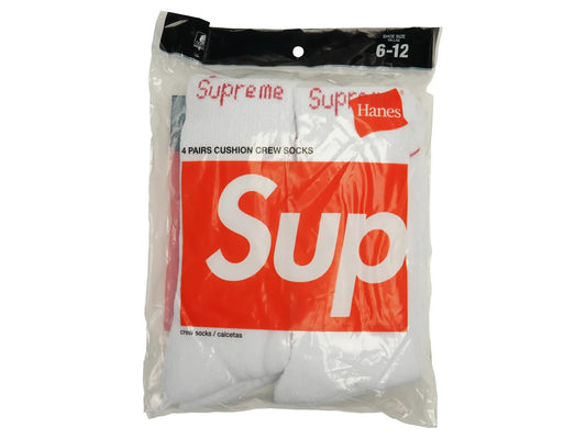 Supreme Hanes Crew Socks (4 Pack) White
