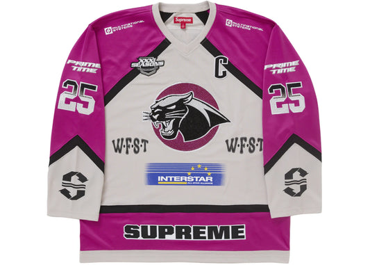 Supreme Rhinestone Hockey Jersey Light Grey