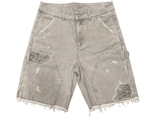 Lost Gallery Uniquely Studded Washed Olive Carpenter Jorts