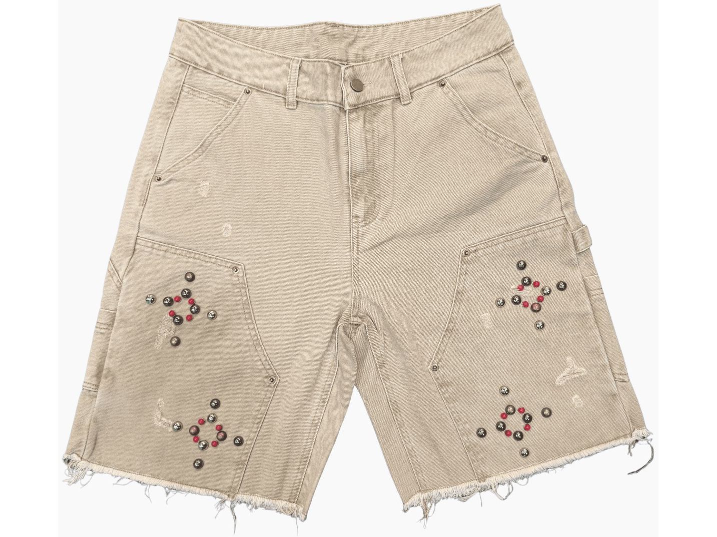 Lost Gallery Uniquely Studded Khaki Carpenter Jorts